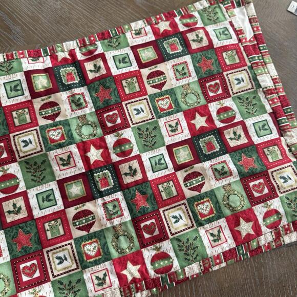 Christmas Holiday Quilted Table Runner Handmade 40” X 13 1/2” - Picture 5 of 5